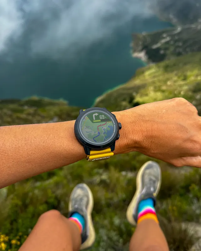 COROS APEX 2 Pro watch showing navigation on a mountain trail